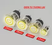 Nút Nhấn Nhả Inox 16mm 5 Chân Màu Vàng